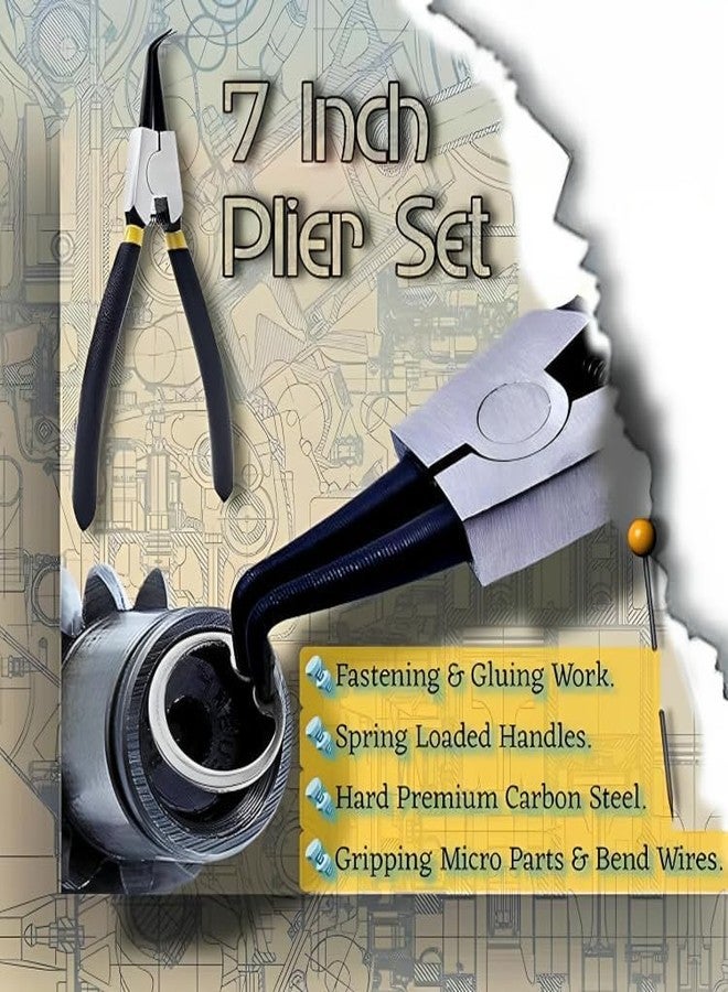 ZIODIC Circlip Plier 7" Set of 4 Pcs, Internal Bent Nose, Interrnal Straight Nose Circlip Plier - Image 4